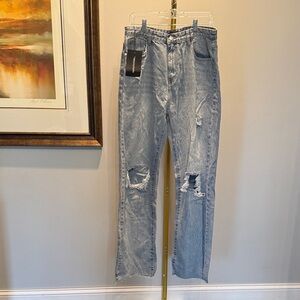 PrettyLittleThing Light Blue Distressed long leg Jeans NWT 16